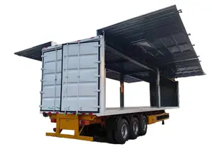 Kotak tipe van kering transportasi kargo baru semi trailer 60 ton 40 kaki kotak Van sayap terbuka Semi Trailer tirai Semi Truk Tra