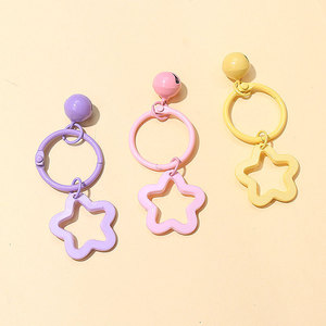 Yaratıcı renkli beş köşeli yıldız akrilik anahtarlık moda plastik yıldız Bells anahtarlık sırt çantası cazibe aksesuarları - Product Image 2
