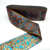 Sangle ethnique en tissu polyester 100% avec logo personnalisé, ruban jacquard brodé vintage avec motif personnalisé
