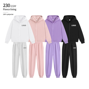 Ensemble de survêtement unisexe avec doublure polaire 230 GSM, coupe décontractée, pantalon de jogging, vêtements d'hiver, ensembles de sweats à capuche personnalisés OEM avec fermeture éclair pour hommes - Product Image 1