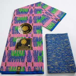 4+2yards Ankara African Gold Fabric Real Wax Fabric Pure Cotton <strong>Material</strong> Nigeria Ghana Kente Lace for Cloth <strong>Sewing</strong> DIY <strong>Materials</strong> - Product Image 6
