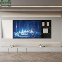 Consola de TV Flotante Minimalista SLS con Nicho Multimedia Integrado, Iluminación LED Decorativa y Exhibidor Abierto para Libros
