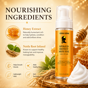 Hot New Organic 4-in-1 Light Hold Anti-Frizz Hypoallergenic Hair Styler Nourish Hydrate Add Shine Honey <b>Foaming</b> Mousse Camille - Product Image 6
