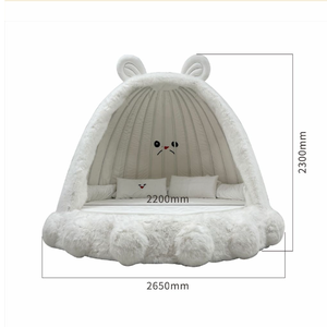 Modernes Umwandelbares Vollgröße-Samtbett Komfortables Kinderbett Niedliches Tierdesign für Kleine Mädchen Monster-Thema Baumhaus - Product Image 6