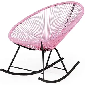 Fauteuil à <span class=keywords><strong>bascule</strong></span> moderne <span class=keywords><strong>Acapulco</strong></span>, structure en acier, <span class=keywords><strong>chaise</strong></span> à <span class=keywords><strong>bascule</strong></span> en rotin portable, <span class=keywords><strong>chaise</strong></span> longue d'extérieur pour usage en villa - Product Image 1