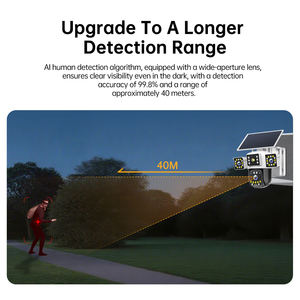 Caméra <span class=keywords><strong>de</strong></span> sécurité solaire 4G PTZ 9MP pour ferme/chantier, 3 objectifs, 3 écrans, vision nocturne couleur, IP66 - Product Image 3