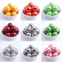 Boncuk tedarikçisi Gumball 100 adet moda tıknaz inci baskı siyah dantel boncuk takı kolye 20mm akrilik boncuk