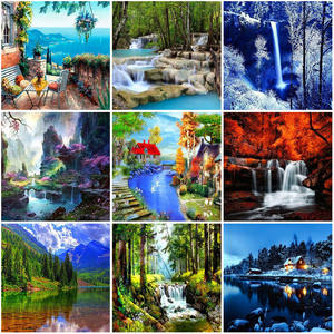 Meian Peinture au diamant moderne à faire soi-même, <span class=keywords><strong>paysage</strong></span> naturel <span class=keywords><strong>aquarelle</strong></span>, 30x40cm, sur toile, affiche, best-seller - Product Image 2