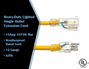 100ft 12/3 sjtw Đen điện mở rộng dây thắp sáng kết thúc 5-15p ngoài trời mở rộng dây - Product Image 3