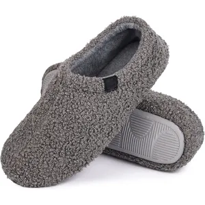 JUST HOME Mocassins d'intérieur en polaire pour femmes pour pantoufles Fourrure bouclée floue avec mousse à mémoire anti-dérapant Printemps Automne Saisons - Product Image 1