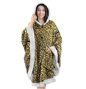 Couverture Poncho Sherpa en peluche pour femmes, housse, en molleton chaud, doux et portable, avec poches - Product Image 1