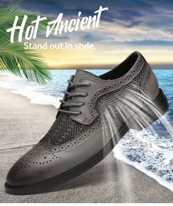 Zapatos de Hombre de Verano, de Cuero Genuino, Casuales, Transpirables, Antideslizantes, con Cordones, de Malla, con Capa Superior de Piel de Vaca, para Jóvenes y Negocios - Product Image 6