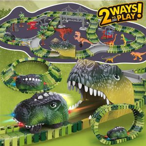 Circuit de Voiture Électrique DIY Dinosaure Magique 237 Pièces, Piste Flexible pour Voitures Dinosaures, Jouet d'Intérieur pour Enfants - Product Image 1