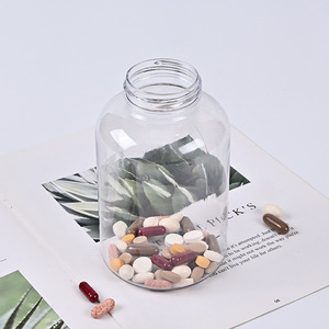 750ml transparent slanted-shoulder round <b>bottle</b>, a plastic <b>bottle</b> for health supplements, fish oil, calcium tablets, and <b>small</b> - Product Image 2