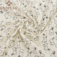HAPPEAK Mousseline Tissu Rouleau Lapin Imprimé Léger Coton Double Gaze Tissus Textile pour Vêtements