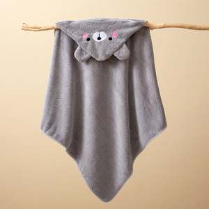 Toalla de Baño con Capucha de Animal de Dibujos Animados para Bebé, Suave, de Secado Rápido, de Microfibra, Manta de Bebé de Felpa de Coral - Product Image 1