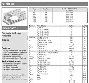 Nuevo y Original Garantía 1 año SKCH28/12 Rectificadores de puente controlables - Product Image 3