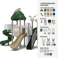 Module de terrain de jeux SageDelightRides ODM avec toboggan ondulé et unité de balançoire intégrée pour enfants, en LLDPE et acier galvanisé, pour parcs communautaires, OEM