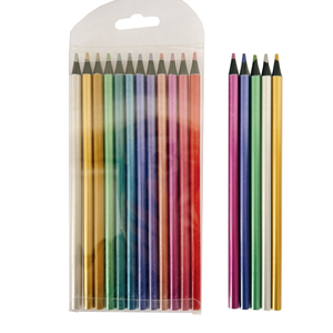 Crayons de <span class=keywords><strong>couleur</strong></span> métalliques en bois <span class=keywords><strong>noir</strong></span> adouci de qualité supérieure - 12 pièces, corps rond, mine et emballage personnalisés, certifiés FSC ISO EN71 - Product Image 6