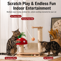 Griffoir pour chat en sisal durable et sans peluches, avec structure d'escalade, plateforme rotative et jouet interactif tout-en-un