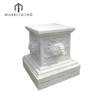 Socle de colonne en pierre naturelle sculptée à la main, piédestal en marbre blanc