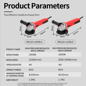 מטחנת זווית חשמלית 100/125 מ\"מ 1400/1800W 11000 סיבובים לדקה, כלי עבודה חשמליים לעץ ומתכת, מכונת חיתוך עם תקע - Product Image 6