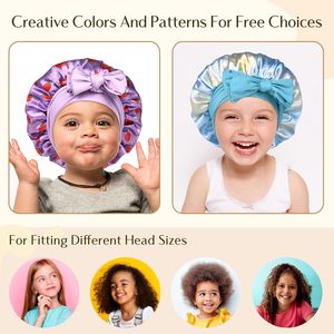 Bonnets pour enfants Logo personnalisé Enfant Tie Dye <span class=keywords><strong>Bonnet</strong></span> en satin pour tout-petits Bling <span class=keywords><strong>Bonnet</strong></span> de luxe pour bébé pour filles garçons - Product Image 3