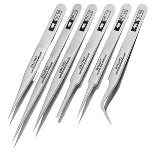PRO RHINO TOOLS RP Series High-Hardness Carbon Steel Anti-Magnetic Anti-acid Tweezers for Beauty Electronics Jewelry Industry