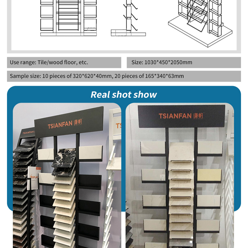 Hot Sale SRL138 Floor Standing Marble Stone Floor Ceramic Unit Showroom Metal Display Racks Granite Tiles Display Rack Stand