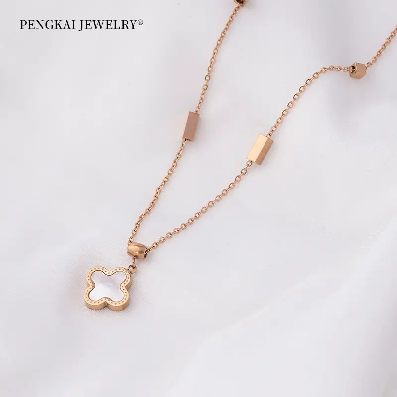 Kalung tali rantai baja tahan karat wanita, Kalung rantai berlian liontin kupu-kupu cantik dengan tali penyandang