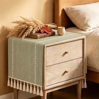 TY Top Nappe de table rayée avec pompons, Tapis isolant pour réfrigérateur, Étagère de rangement, Housse anti-poussière décorative, Serviette