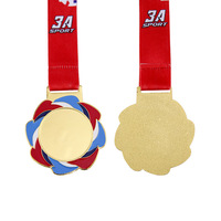 Médaille sportive personnalisée en alliage de zinc électroplaqué, émail souple, or, argent, bronze, vierge, avec ruban, pour compétition, championnat, souvenir