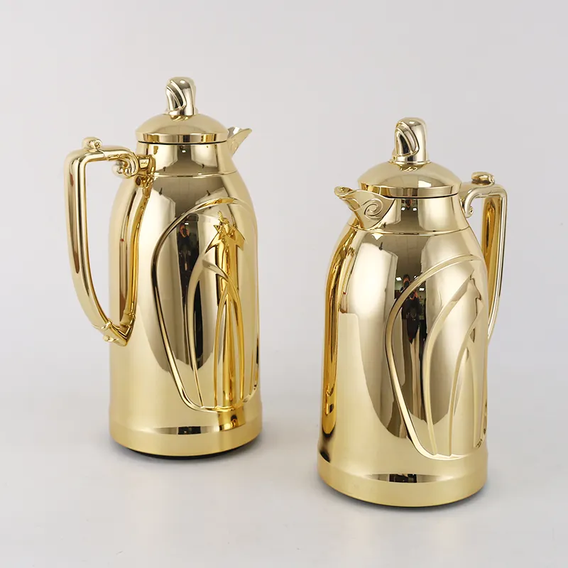 2024 Neuheit arabische Vakuumflasche Luxus Gold Dalllah Kaffee & Tee-Set Kaffeekanne