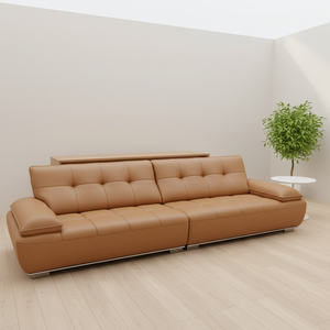 Divano Angolare in Pelle di Alta Qualità con Struttura in Legno Massello Moderno per Villa e Appartamento, Garanzia 10 Anni - Product Image 5