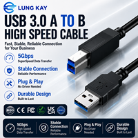 Cable de Impresora USB 3.0 Tipo A a B LUNG KAY, 5Gbps, Doble Blindaje, 28/24AWG, Cable de Conexión de Datos para Escáner HP Canon OEM