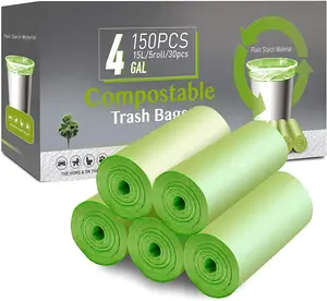 Compostable Small Trash Bags Biodegradable 4 Gallon Garbage Bags Strong Trash for Kitchen Bathroom Home Office
