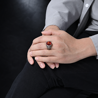 Bague Chevalière Ovale JLM en Acier Titane Style Grec Vintage avec Pierre Précieuse pour Homme, Bijou de Déclaration pour Fête et Motard
