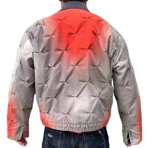 Veste d'hiver pour homme en toile vintage 2025 - Écologique, coupe-vent, délavée, avec fermeture éclair et logo sur le devant - Product Image 2