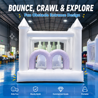 Parcours d'obstacles gonflable commercial d'extérieur de 24 pieds avec château sauteur, grand toboggan et piscine à balles pour parc d'attractions