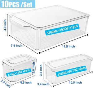 10 Pack BPA-Free Clear Produce Fruit <b>Food</b> <b>Storage</b> <b>Container</b> Fridge Organizer Snakes <b>Food</b> <b>Storage</b> & <b>Container</b> - Product Image 6