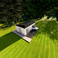Maison conteneur moderne préfabriquée modulaire démontable, garage double pour voitures en acier à structure plate