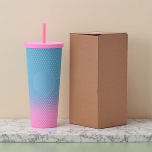 Promotional Drinkware Custom Logo Reusable Diamond <b>Drinking</b> Cups 24 oz Multi Colors Matte Durian Tumbler with Lid and <b>Straw</b> - Product Image 4