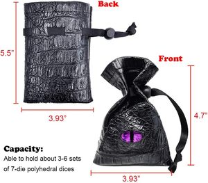 Pochette à dés Haxtec Dragon, petite pochette de rangement en cuir PU avec cordon de serrage, sac à monnaie, dragons aux yeux violets, pochette à dés cadeau avec cordon de serrage - Product Image 4