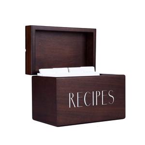 Boîte à recettes en bois vintage 4x6, organisateur de cuisine rustique avec séparateurs, porte-cartes de recettes, bac de rangement pour cartes de cuisine - Product Image 1