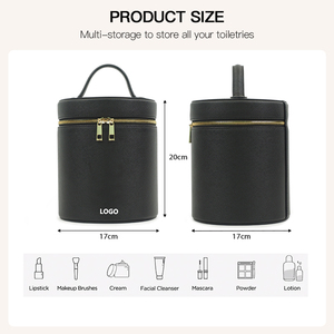 COSSNI Nova Chegada Rodada Saco Cosmético Couro Mini Vanity Case Moda Viagem Maquiagem <span class=keywords><strong>Bag</strong></span> com Espelho - Product Image 6