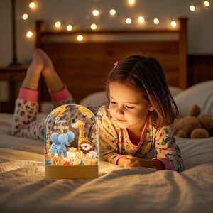 ילד מתנה עולם חיות פופולרי בסגנון אוסטרליה הוביל אור הלילה אור, בסיס עץ עם מנורת שולחן אקריליק תפאורה לבית - Product Image 6