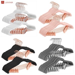 Lavinia <span class=keywords><strong>negozi</strong></span> di abbigliamento per la casa moderni grucce floccate grucce ultrasottili di alta qualità appendiabiti multifunzione in velluto - Product Image 4