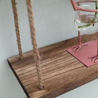 Étagère murale en bois suspendue pour la décoration intérieure, étagère flottante avec corde pour le rangement des plantes