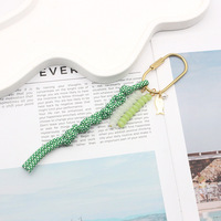 Nouveau porte-clés en métal avec corde tressée colorée, décoration perlée faite à la main, pendentif anti-perte pour sac à dos et clés de voiture