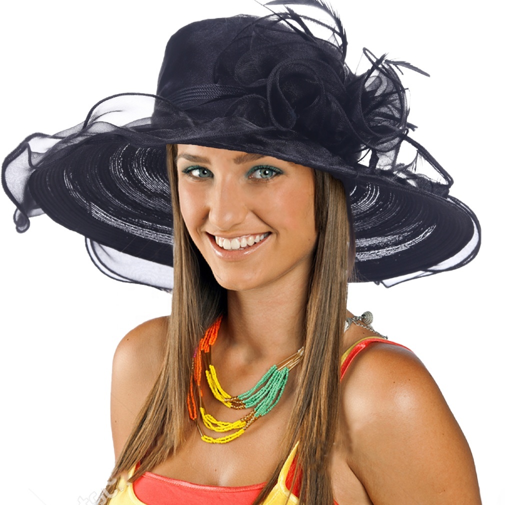 Wholesale Fancy Organza Hat Church Dress Derby Hats for  display picture 3